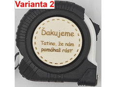 Zvinovací meter s prírodným dreveným kruhom, nápis variant č. 2