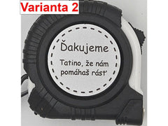 Zvinovací meter so strieborným kruhom, nápis variant č. 2