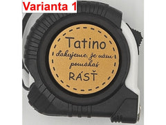 Zvinovací meter so zlatým kruhom, nápis variant č. 1