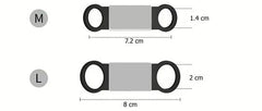 Veľkosti známky na obojok: M 7,2 × 1,4 cm a L 8 × 2 cm