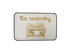 Drevená pokladnička s gravírovaným motívom Za známky