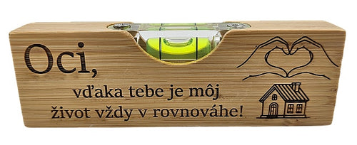 Bambusová mini vodováha s otváračom na flašku